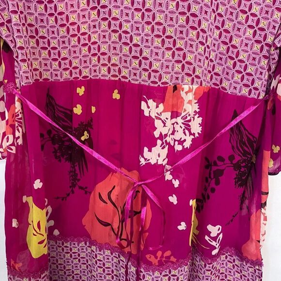 Lane Bryant Women's Blouse Tunic Semi Sheer Size 18/20 Mixed Print Pink Colorful - Picture 3 of 8